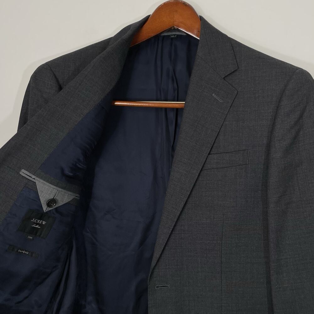 J Crew Ludlow 38R Charcoal Gray Blazer Tollegno 1900 Stretch Wool Classic Fit